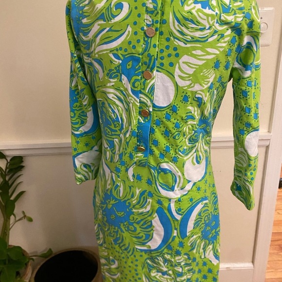Lilly Pulitzer Limeade Roar of the Jungle Charlene Shift Dress‎ blue green small - Picture 8 of 11